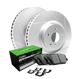 R1 Concepts WLSH1-31051 Rotors - Carbon Coated - Slotted W/ Perf Sport Pads & Hdw
